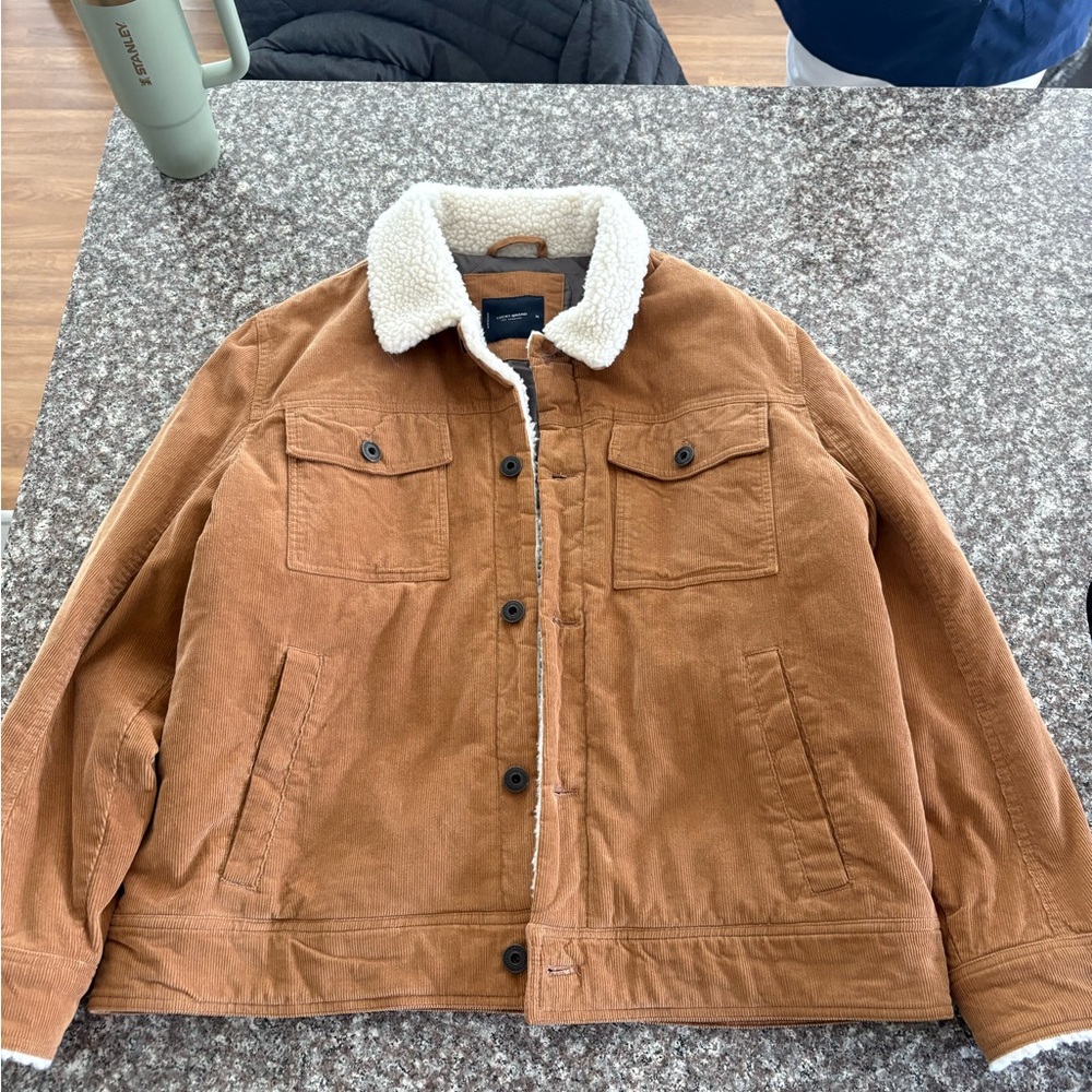 Lucky Brand Sherpa-Trim Corduroy Jacket in Brown